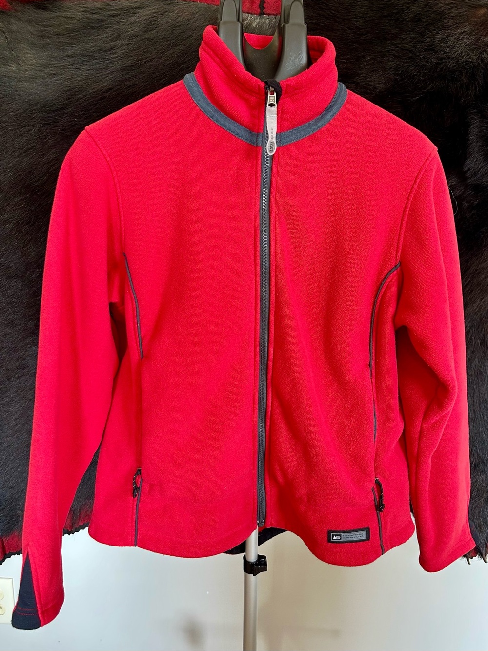 REI Windpro Red Full‑Zip Fleece Jacket - Sz L